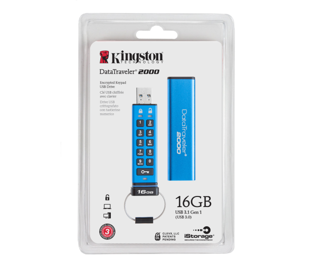 KINGSTON 16GB Keypad USB 3.0 DT2000, 256bit AES Hardware Encrypted (DT2000/16GB) - 286823 - zdjęcie 3